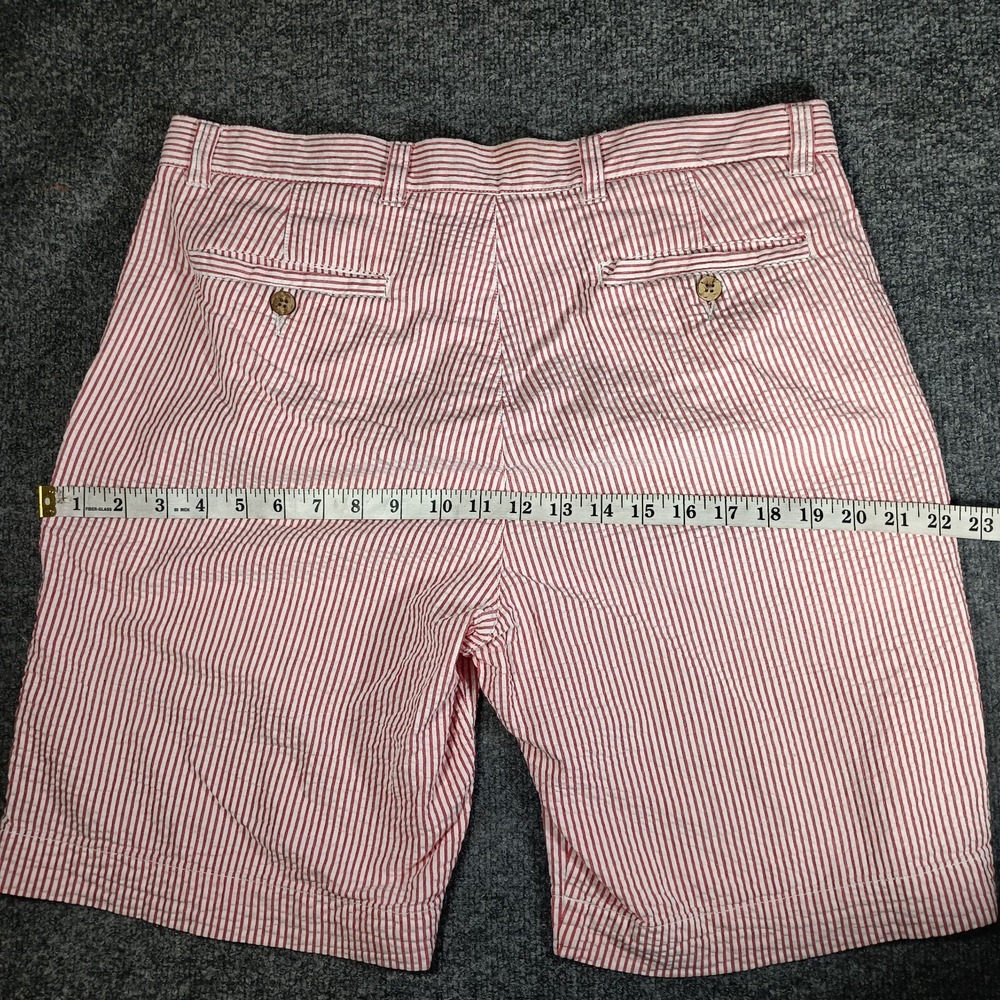 Lynx Seersucker Shorts Men 34 Red White Striped Summer Lightweight Cotton - Picture 7 of 9